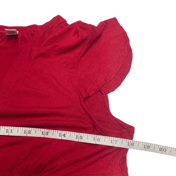 Sonoma Deep Crimson Red Double Flutter Cap Sleeve Top - Picture 4 of 5